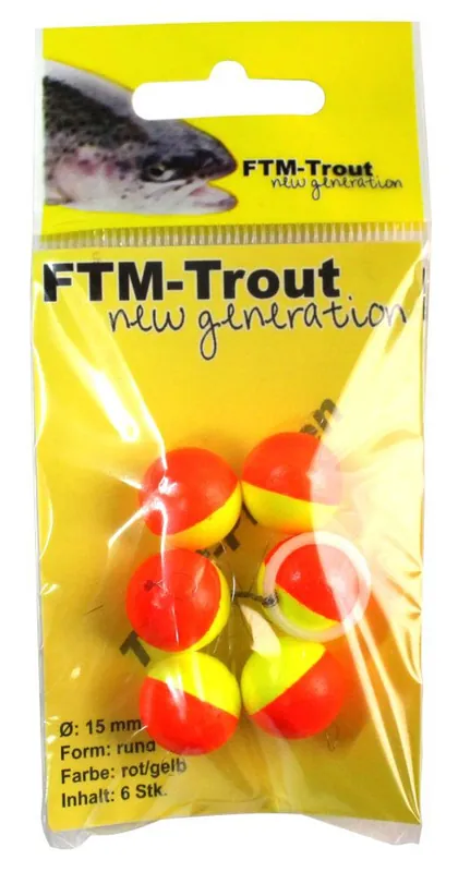 FTM New Generation Trout Pilots Geel/Rood rond 15 mm Merkproduct