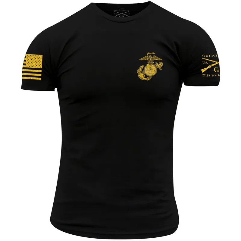 Grunt Style USMC - Eagle Globe & Anchor Basic II T-shirt - Zwart S Dagaanbieding