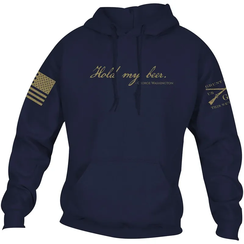 Gecertificeerd Grunt Style Hold My Beer Pullover Hoodie - Middernachtblauw S