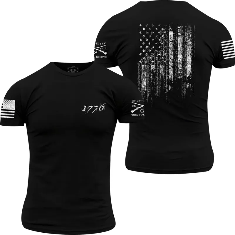 Grunt Style 1776 Flag Crewneck T-shirt - Zwart S Favoriet