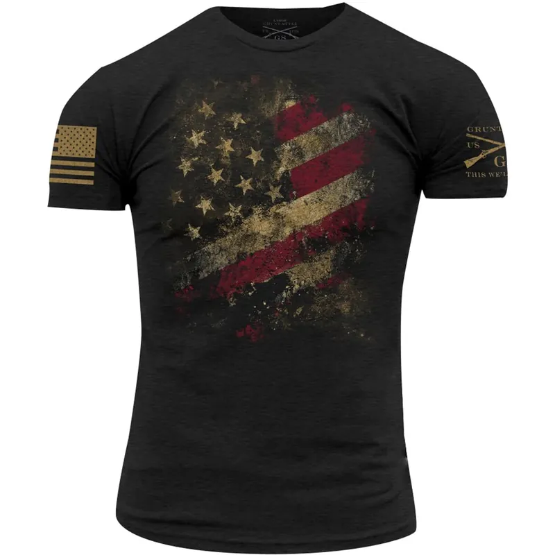 Hoge Kwaliteit Grunt Style Worn Flag 2.0 T-shirt - Zwart S