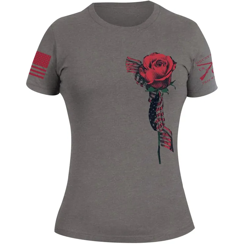 Gereduceerde Prijs Grunt Style Dames Glory Rose T-shirt - Donkergrijs M