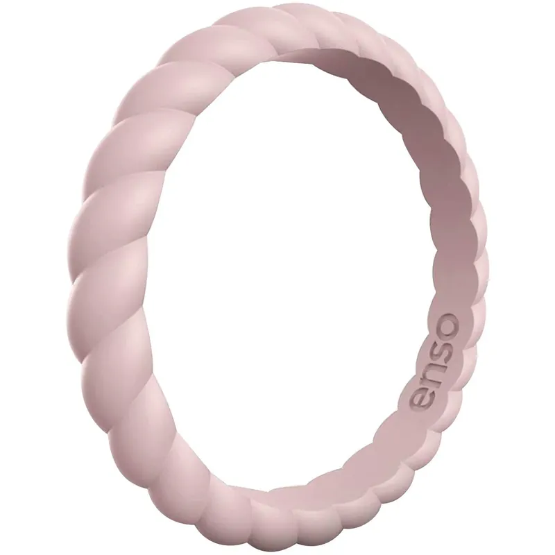 Enso Rings Braided Stackables Series Siliconen Ring - Roze Zand Lage Prijs