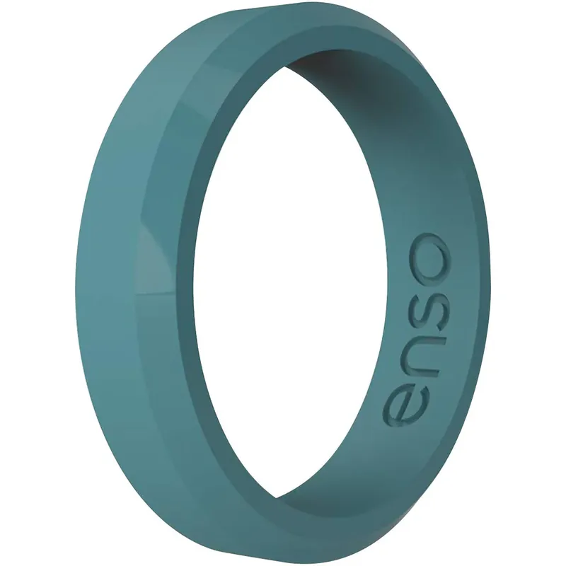 Merkproduct Enso Rings Dunne Bevel Serie Siliconen Ring - Blauwgroen