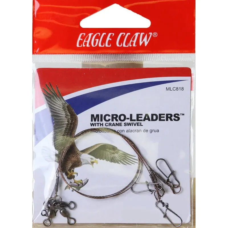 Eagle Claw 8" draadmicro-leaders met kraanwartel 3-pack Express Levering