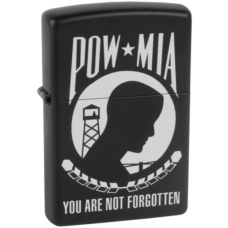 Veilige Betaling Zippo POW MIA Flag Black Matte Windproof Zakaansteker