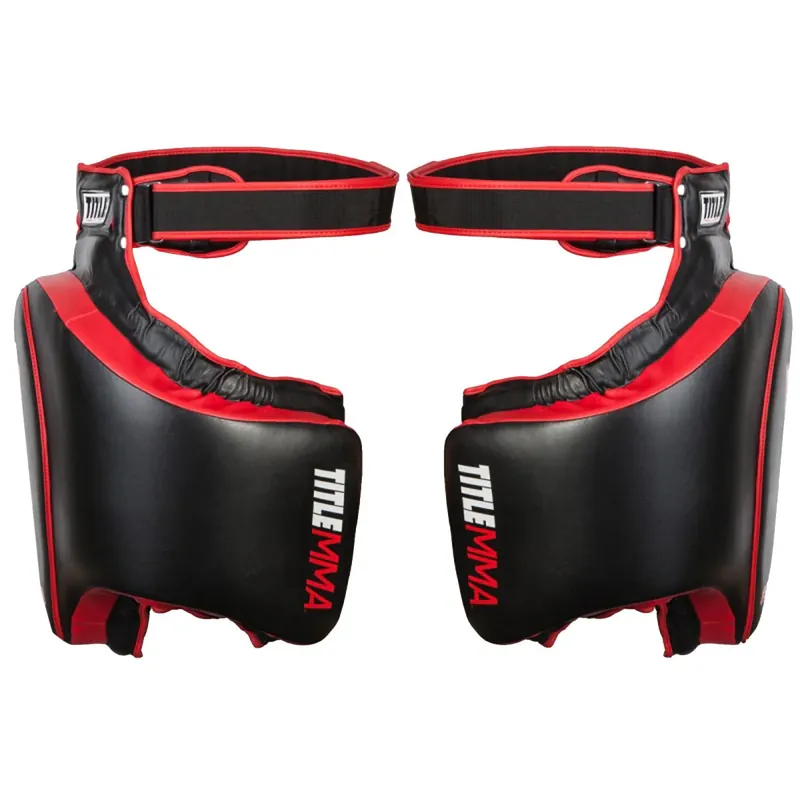 Titel Boxing Gel Thaise Stijl Klittenbandsluiting Dijbeschermers - Zwart/Rood Alleen Vandaag