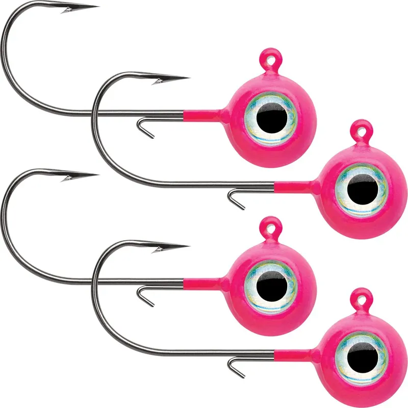 Alleen Vandaag VMC Neon Moon Eye 1/8 Oz. 3D Holografische Jig - 4-Pack - Glow Pink