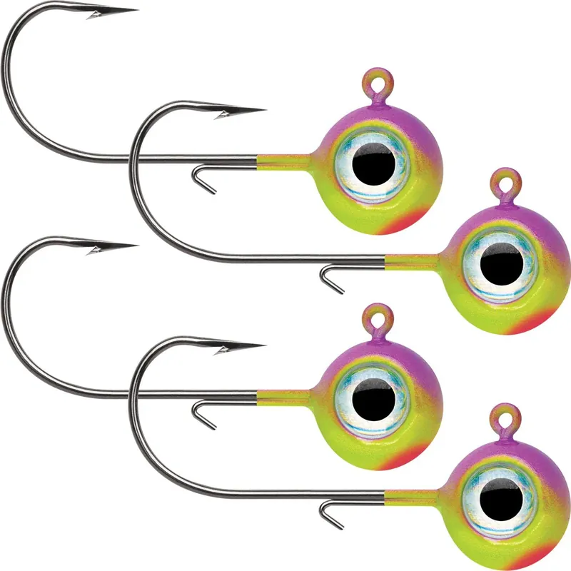 Finale Uitverkoop VMC Neon Moon Eye 1/8 Oz. 3D Holografische Jig - 4-Pack - Purpledescent