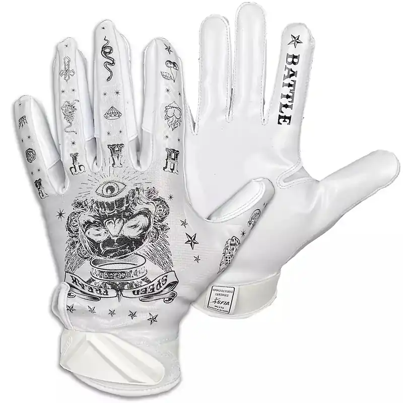 Battle Sports Speed Freak Cloaked Jeugd Voetbal Ontvanger Handschoenen - Wit S Laatste Versie