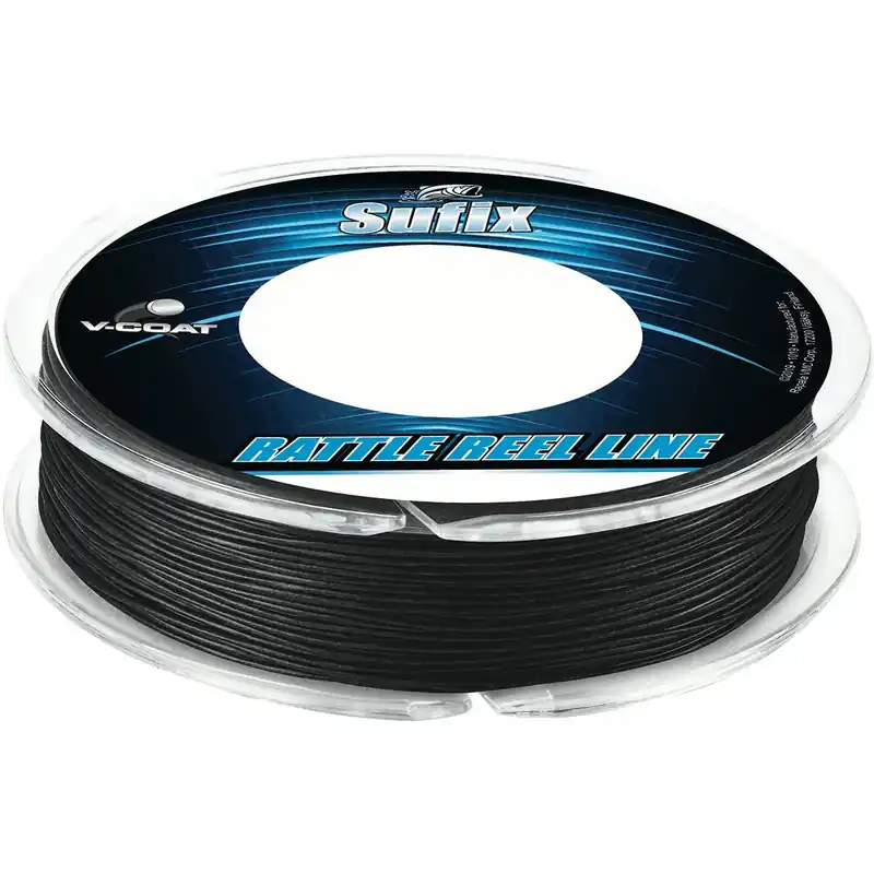 Finale Uitverkoop Sufix Rattle Reel V-Coat ijsvislijn, zwart, 50 yard spoel
