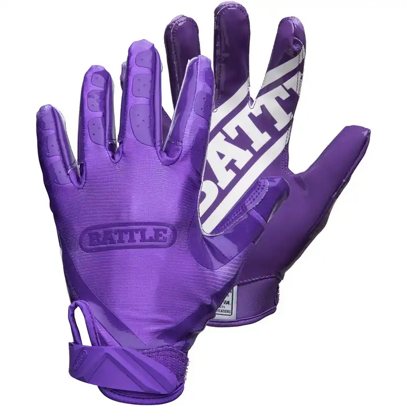 Korting Battle Sports Adult DoubleThreat Voetbalhandschoenen - Paars/Paars S