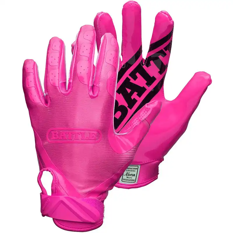 Battle Sports Adult DoubleThreat Voetbalhandschoenen - Roze/Roze S Betrouwbaar