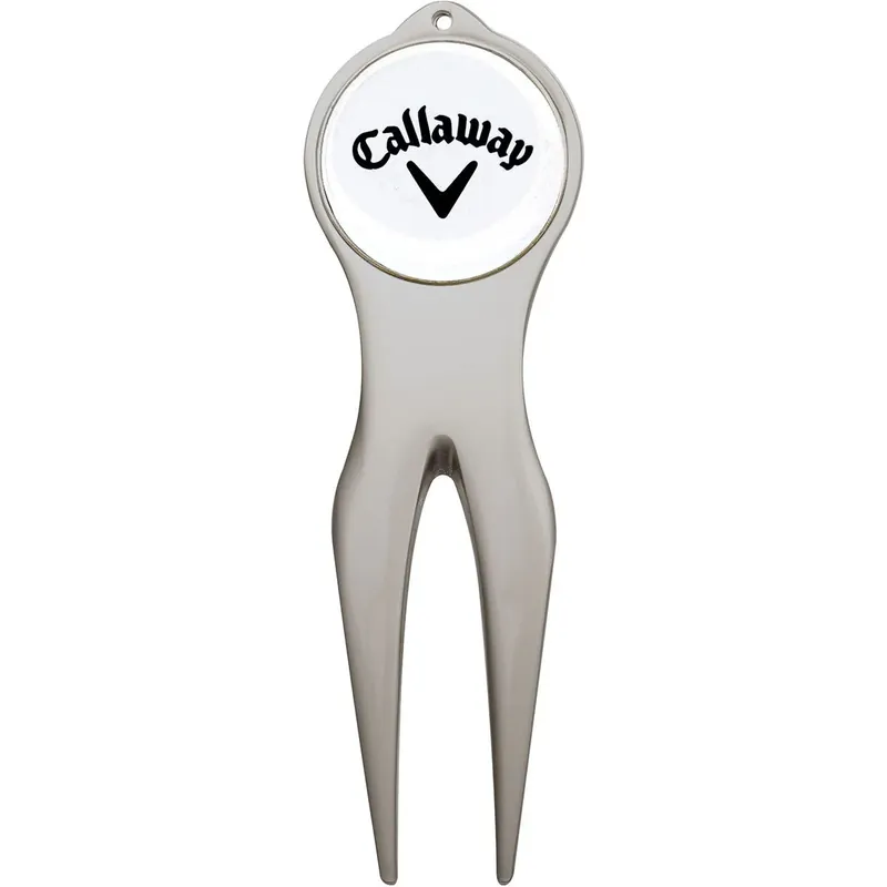 Callaway Divot Repair Tool en Golfbalmarker - Zilver Op = Op