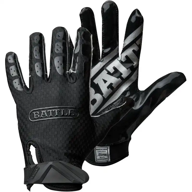 Favoriet Battle Sports Triple Threat Football Receiver Handschoenen - Zwart Jeugd S