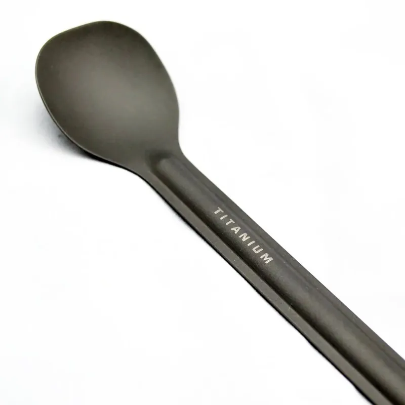 TOAKS Ultralichte Matte Afwerking Platte Kop Titanium Lepel met Lange Steel Snelle Levering