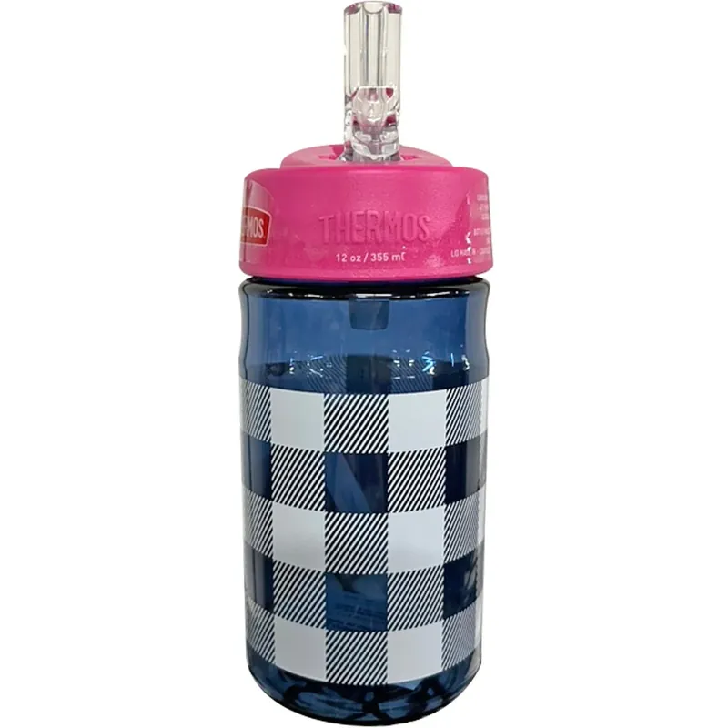 Speciale Aanbieding Thermos 12 oz. Tritan waterfles voor kinderen met rietje Gingham-ruit