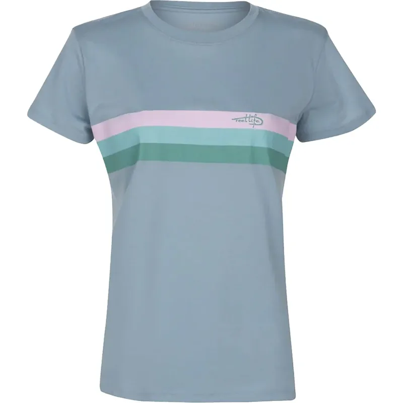 Bestel Nu Reel Life Dames Mallow Surfer Stripe T-shirt - Dusty Blue M