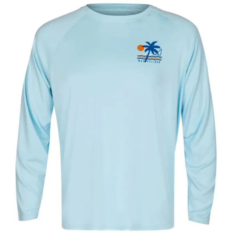 Hete Deal Mad Pelican Beach Life Sun Kicker Raglan UV T-shirt met lange mouwen - Kristalblauw S