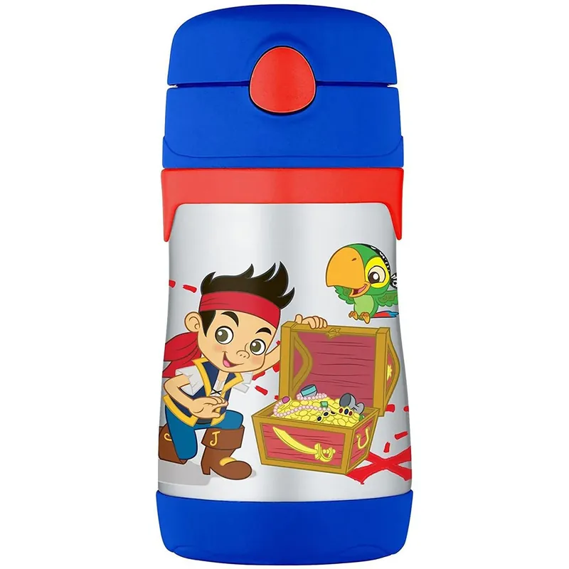 Thermos 10 oz. Kinder vacuüm geïsoleerde roestvrijstalen rietje fles Jake en de Neverland Pirates Laatste Versie