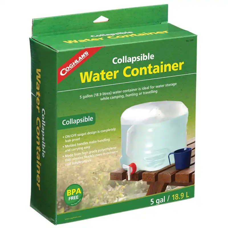 Coghlan's opvouwbare watercontainer, 5 gallon noodkampeeropslag Gecertificeerd