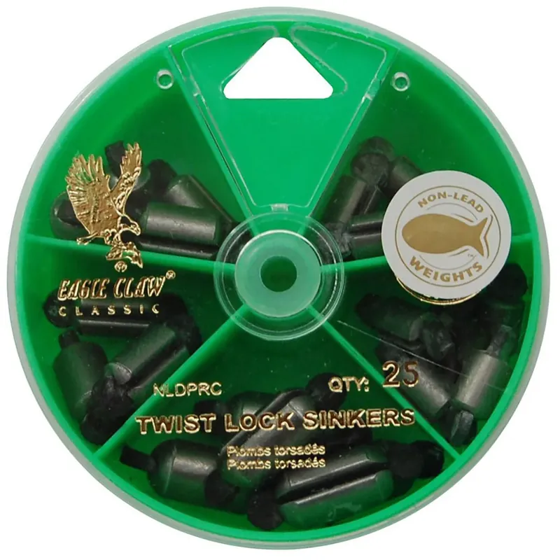 Eagle Claw Steel Twist-Lock Sinkers Wijzerplaat Pakket Seizoensaanbieding