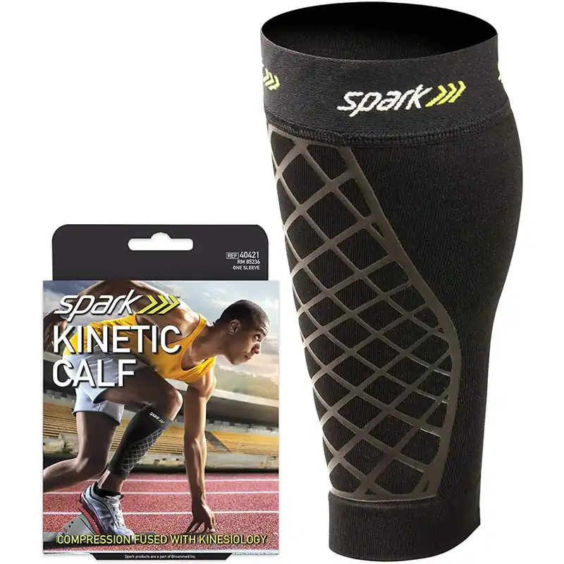 Spark Kinetic Calf Sleeve - Compressieondersteuning met ingebedde kinesiologietape S Rechtstreeks Van De Fabrikant