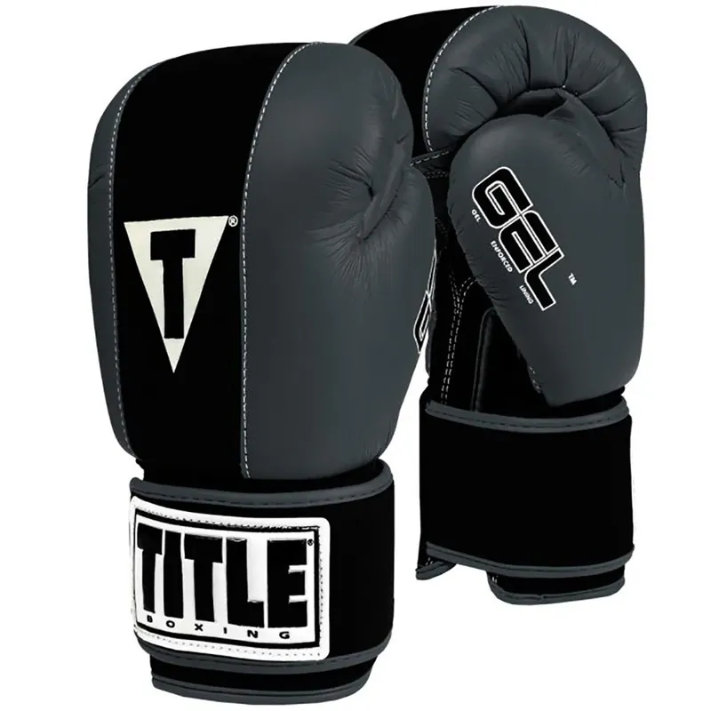 Voordeelprijs Titel Boxing Gel Fitness Klittenband Wasbare Handschoenen 2.0 - Zwart/Donkergrijs S