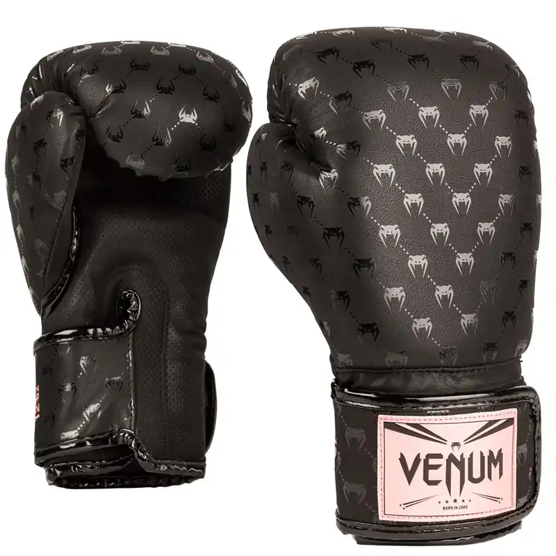 Gratis Retour Venum Impact Monogram Klittenband Bokshandschoenen - Zwart/Roze/Goud 8 oz.