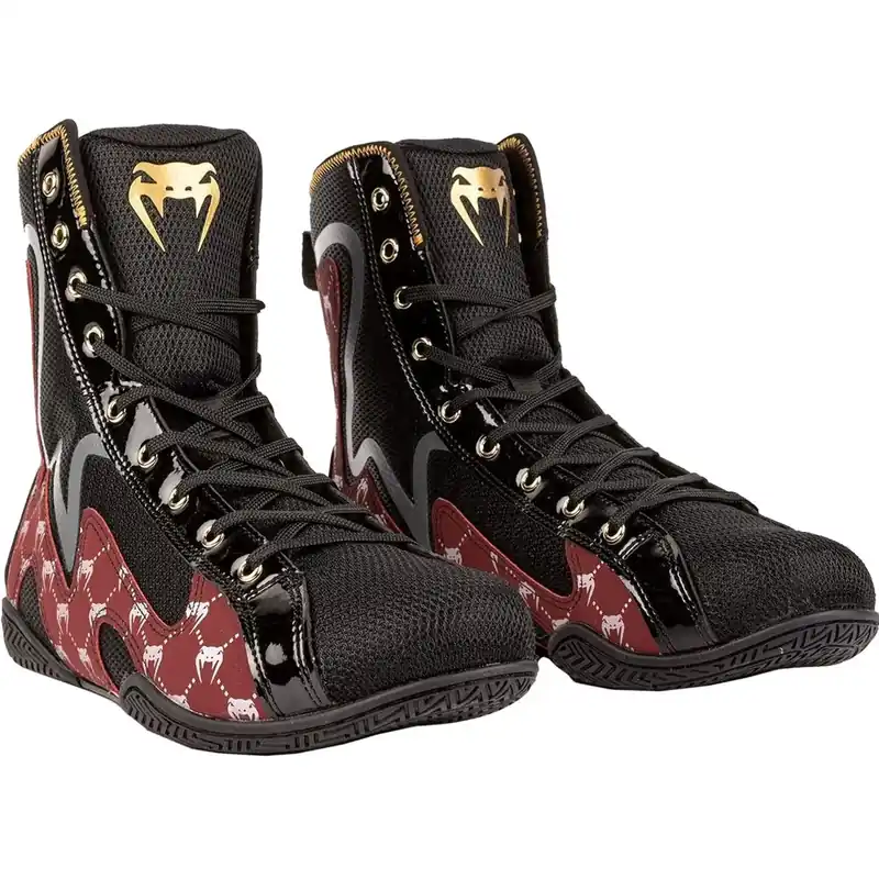 Venum Elite Evo Monogram Boksschoenen - Zwart/Bordeauxrood 8 Exclusieve Aanbieding