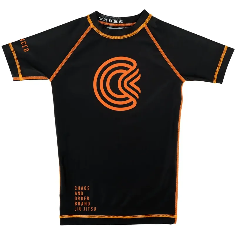 Veilige Betaling Chaos and Order Kid's Base Label V2 korte mouw BJJ Rashguard L