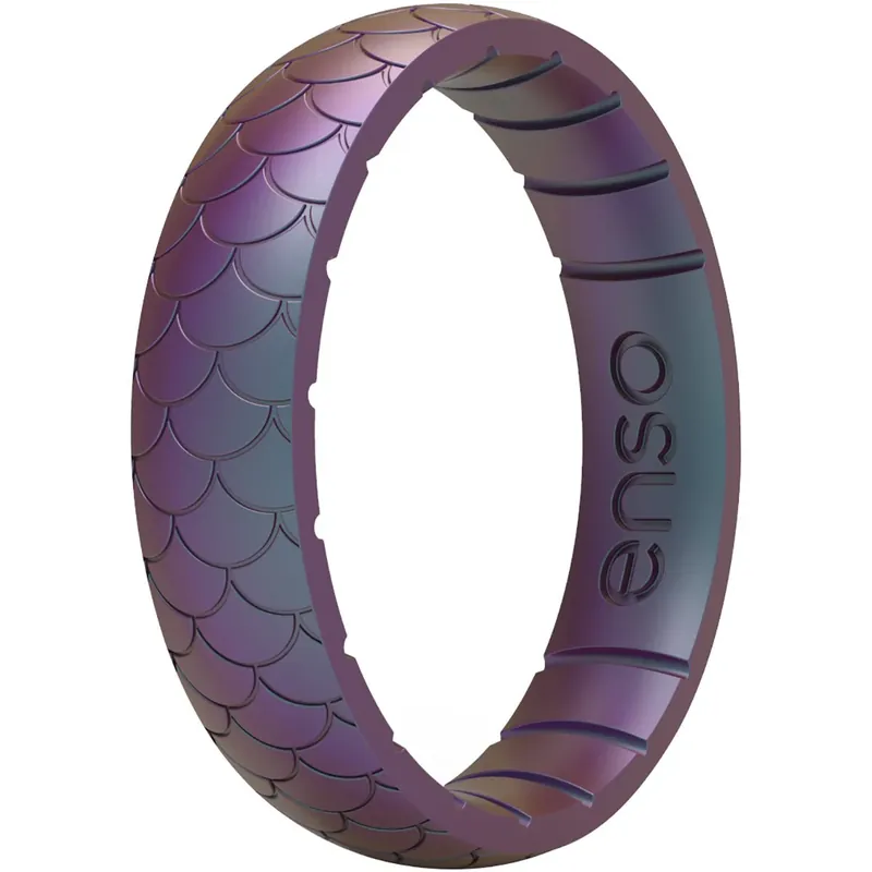 Dagaanbieding Enso Rings Dunne Geëtste Legends Serie Siliconen Ring - 5 - Zeemeermin Schaal