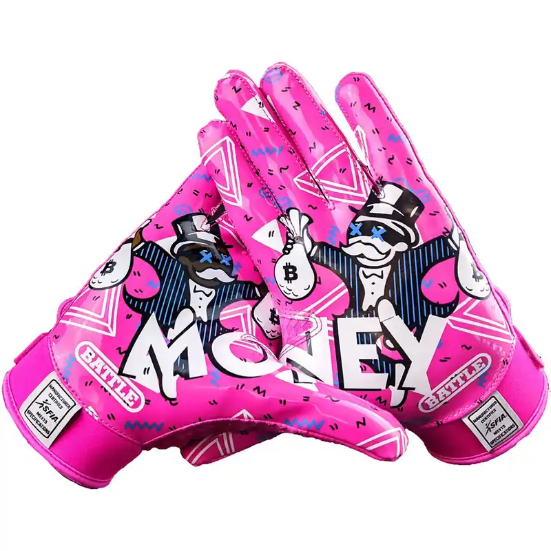 Battle Sports Adult Money Man 2.0 Ultra-Stick Voetbalhandschoenen - Roze M Gecertificeerd