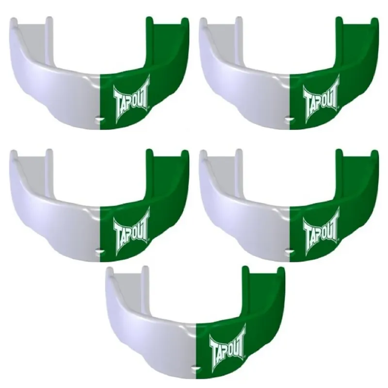 Tapout Jeugd Beschermende Sportbitje met Band 5-Pack - Groen/Wit Must-Have