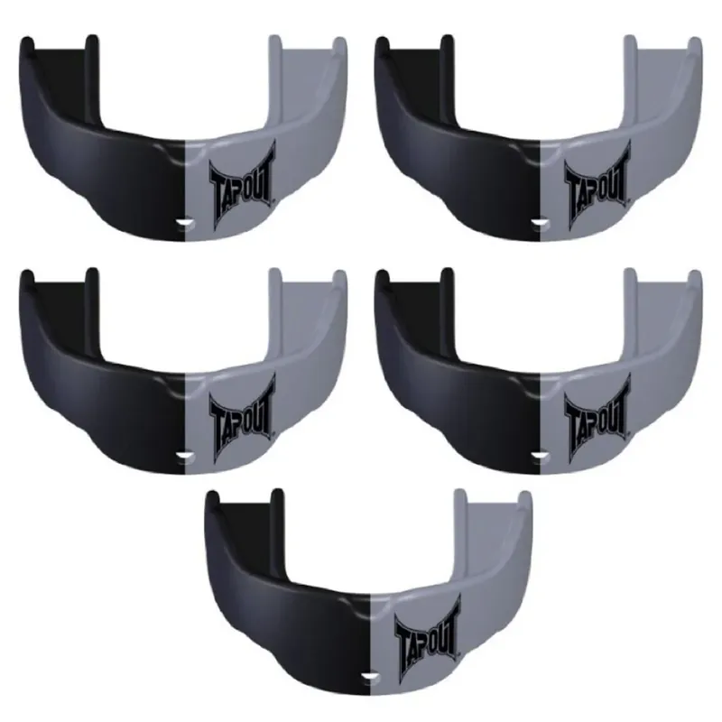Tapout Adult Beschermende Sportbitje met Bandje 5-Pack - Zilver/Zwart Weekendaanbieding