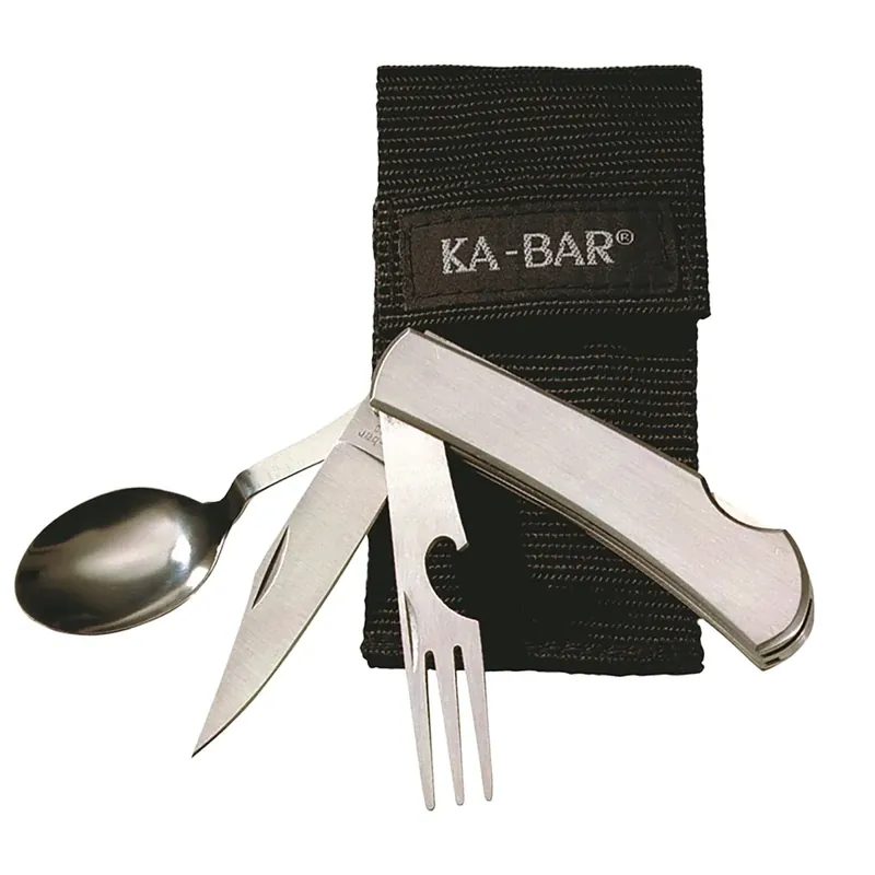 KA-BAR Originele HOBO Draagbare Vork, Mes en Lepel met Draagtas Goedkoop