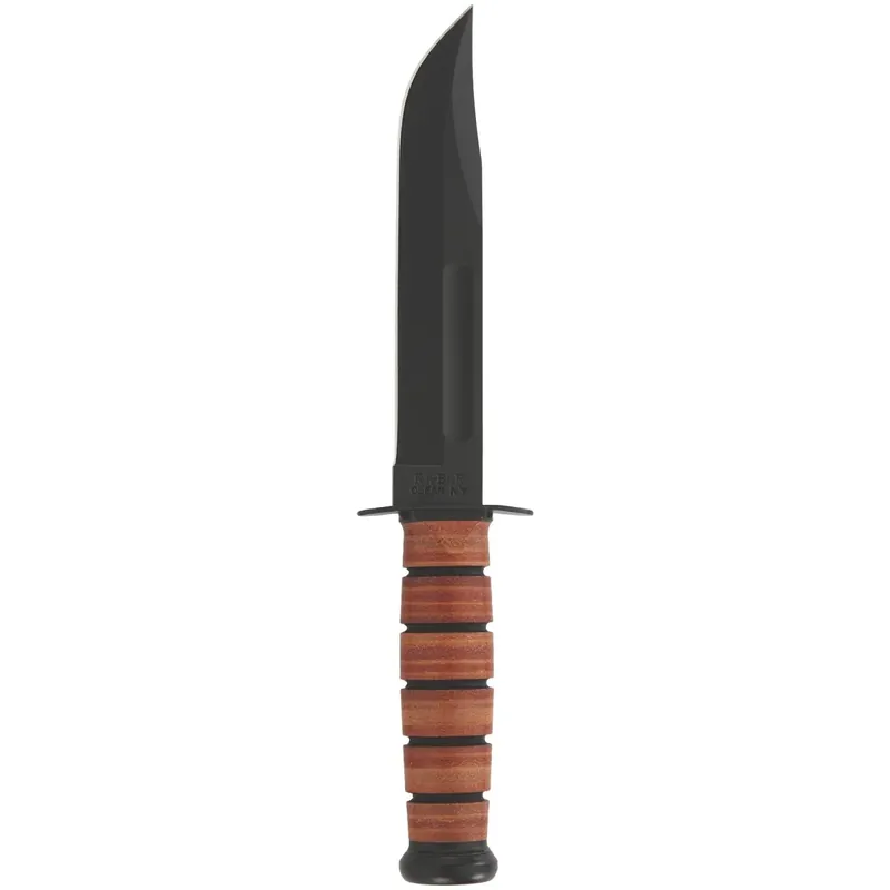 KA-BAR US Navy Straight Edge 7" vast mes met schede - Bruin Laatste Versie