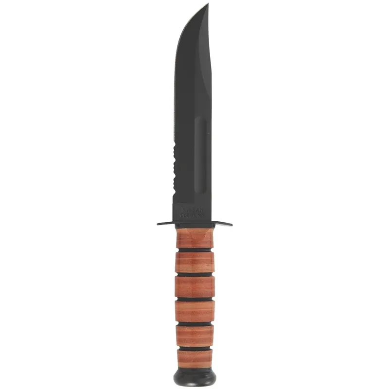 KA-BAR 7" vast mes USMC gekarteld snijvlak mes met schede - Bruin Lage Kosten