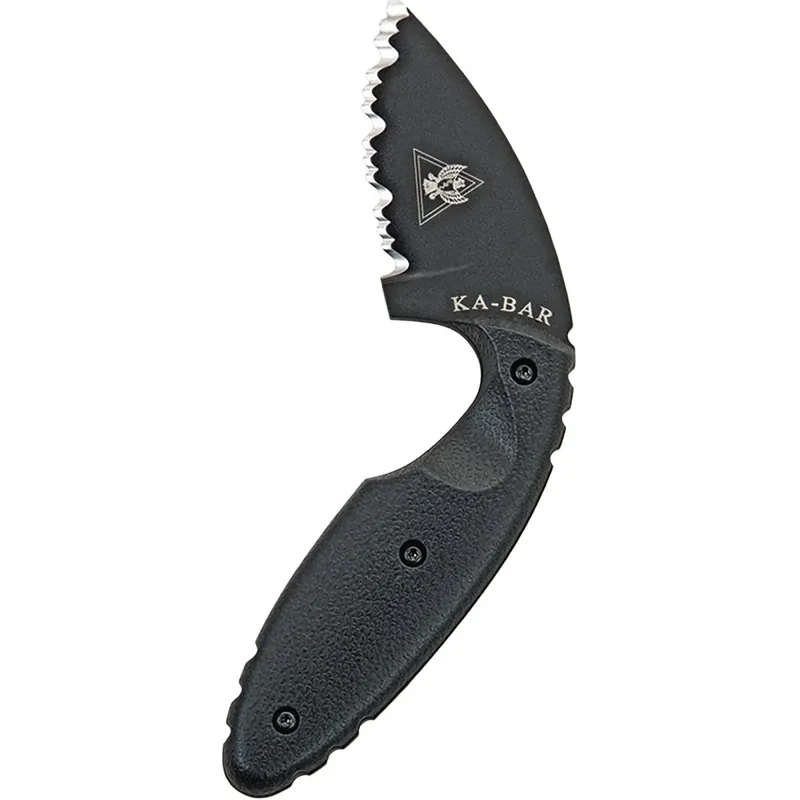KA-BAR 2.313" Vaste lemmet Origineel TDI Getand mes met schede en clip - Zwart Laatste Versie