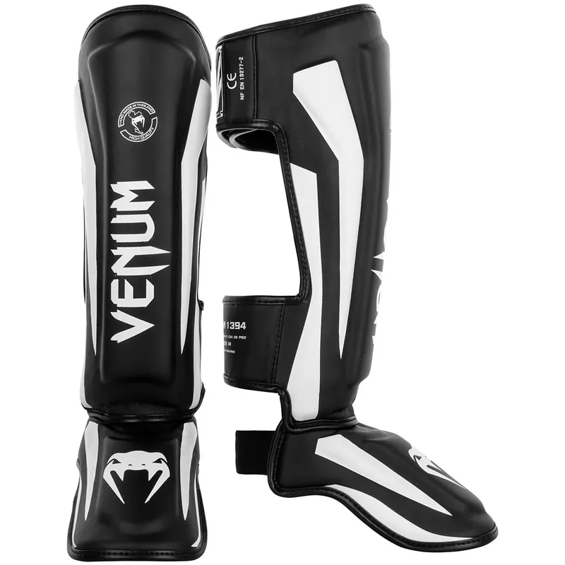 Direct Beschikbaar Venum Elite lichtgewicht staande beschermende MMA scheenbeschermers - Zwart/Wit L