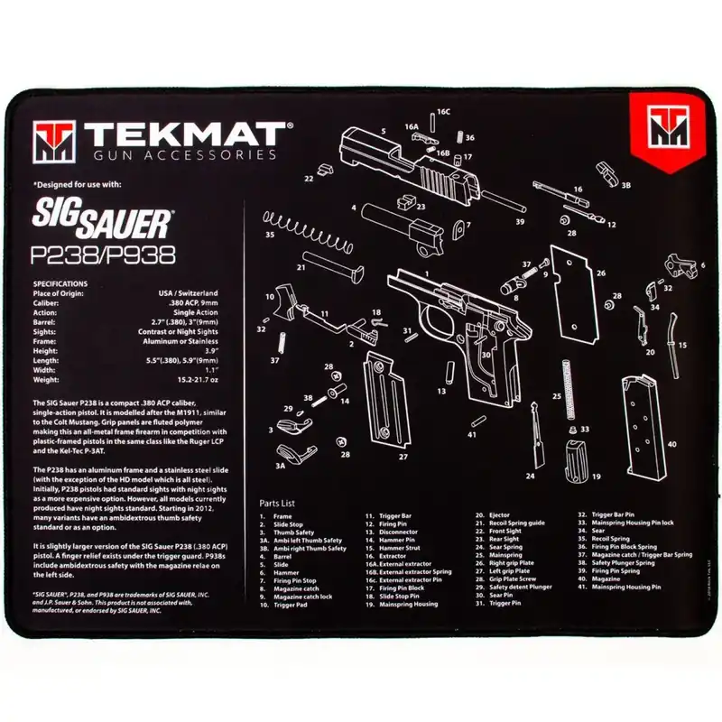 Bestseller TekMat Ultra Premium Wapenreinigingsmat - 20" X 15" - Sig Sauer P238™