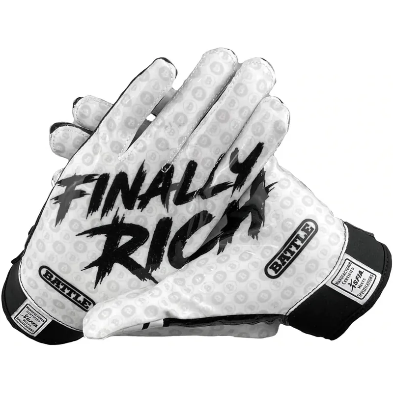 Battle Sports Finally Rich Adult Football Receiver Handschoenen - Zwart/Wit S Betrouwbaar