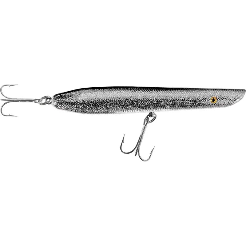 Gereduceerde Prijs Cotton Cordell 7" Pencil Popper 2 oz vislokmiddel - Chroom/zwarte achterkant