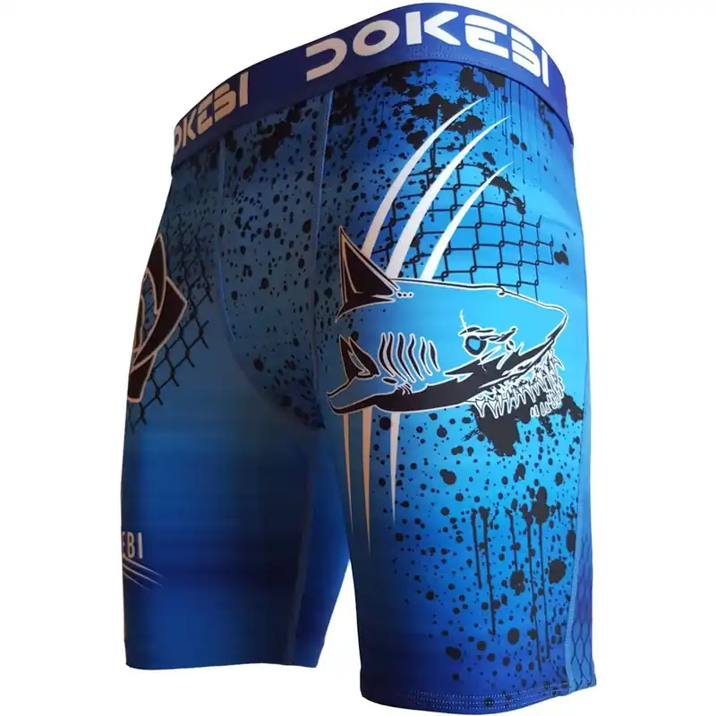 Dokebi Shark BJJ Compressie Shorts - Blauw S Rechtstreeks Van De Fabrikant