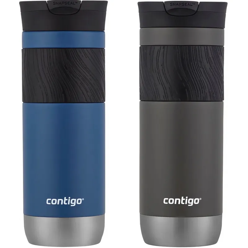 Populair Contigo 20 oz. Byron 2.0 SnapSeal geïsoleerde roestvrijstalen reisbeker 2-pack Blauwe Maïs/Sake
