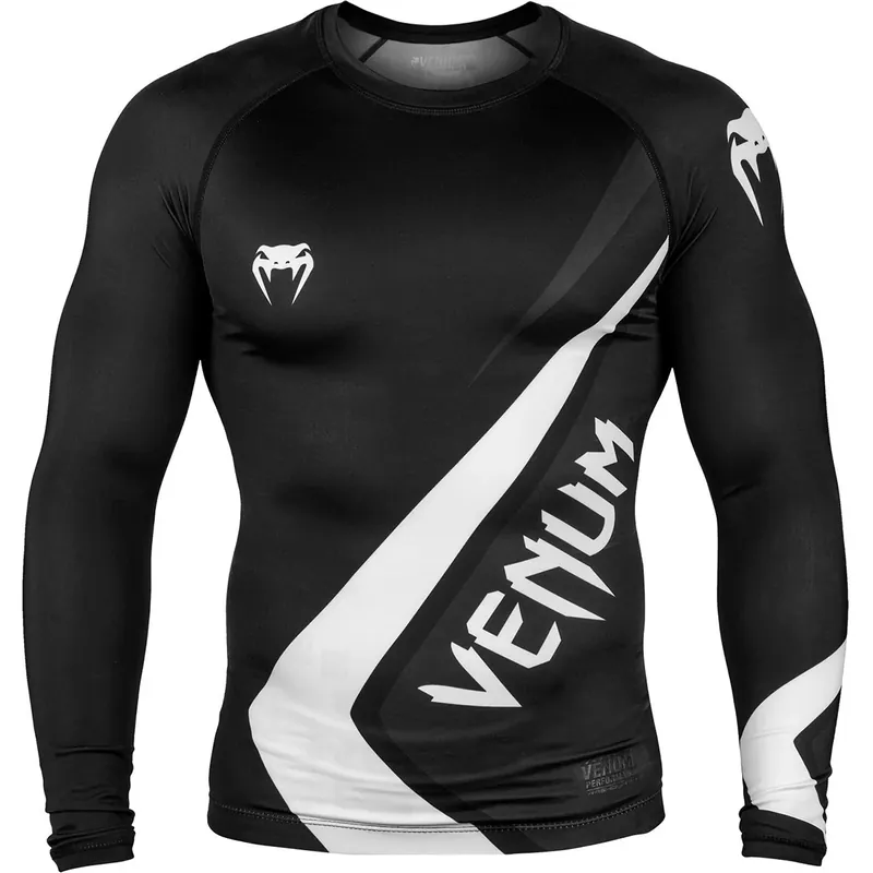 Venum Contender 4.0 Long Sleeve MMA Compressie Rashguard - Zwart/Grijs/Wit S Bestel Nu