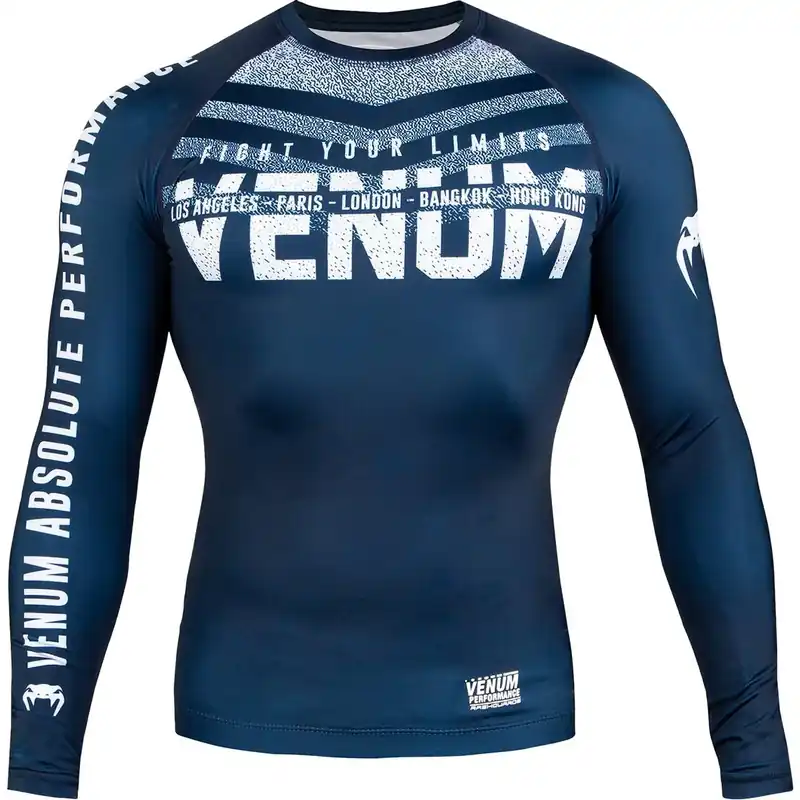 Venum Signature Compressie Rashguard met lange mouwen - Marineblauw/Wit S Merkproduct