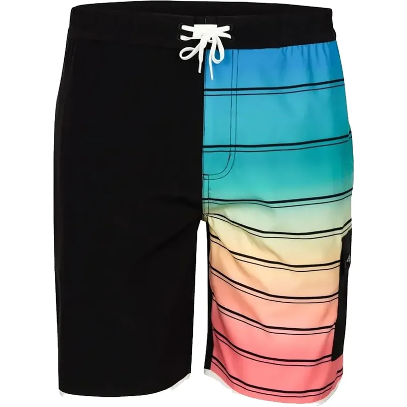 Reel Life Bal Harbor Rainbow Stripe Boardwalk Shorts - Antraciet M Fabrieksprijs