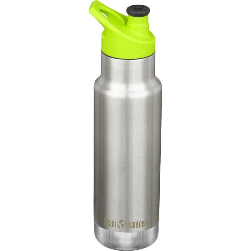 Klean Kanteen 12 oz. Kid's Classic Geïsoleerde Smalle Fles met Sportdop Geborsteld roestvrij Snelle Levering