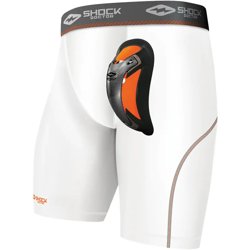 Bestel Nu Shock Doctor Youth Ultra Pro Compressie Shorts met Ultra Carbon FlexCup - Wit L